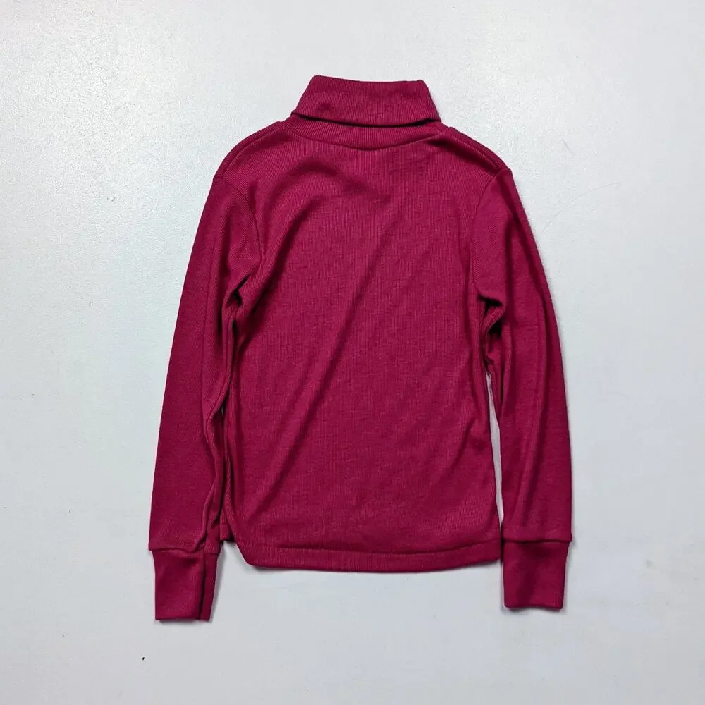 Vintage Dobie Turtleneck Shirt Girls Size 2T Magenta Long Sleeve Basic Layering
